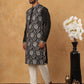 Silk Blend Embroidered Kurta with Pyjama (65KP 5435 Black ) [FF] [Q-11-14]