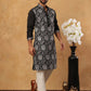 Silk Blend Embroidered Kurta with Pyjama (65KP 5435 Black ) [FF] [Q-11-14]