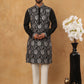 Silk Blend Embroidered Kurta with Pyjama (65KP 5435 Black ) [FF] [Q-11-14]