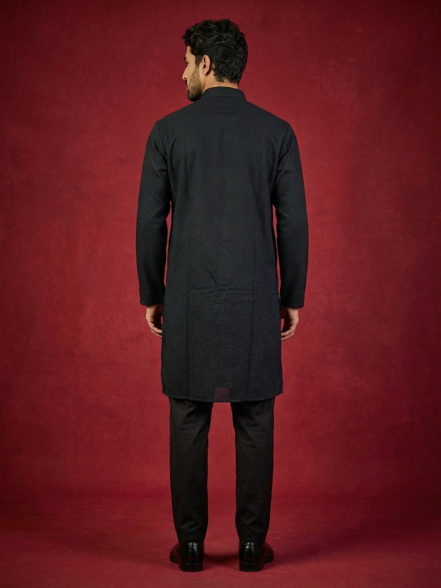 Embroidered Kurta Pyjama Set for Men ( 65KP B-P 5441Black S )