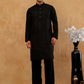 Viscose Rayon Embroidered Kurta with Korean Pants ( 65KP PJ11B R 5441 Black )