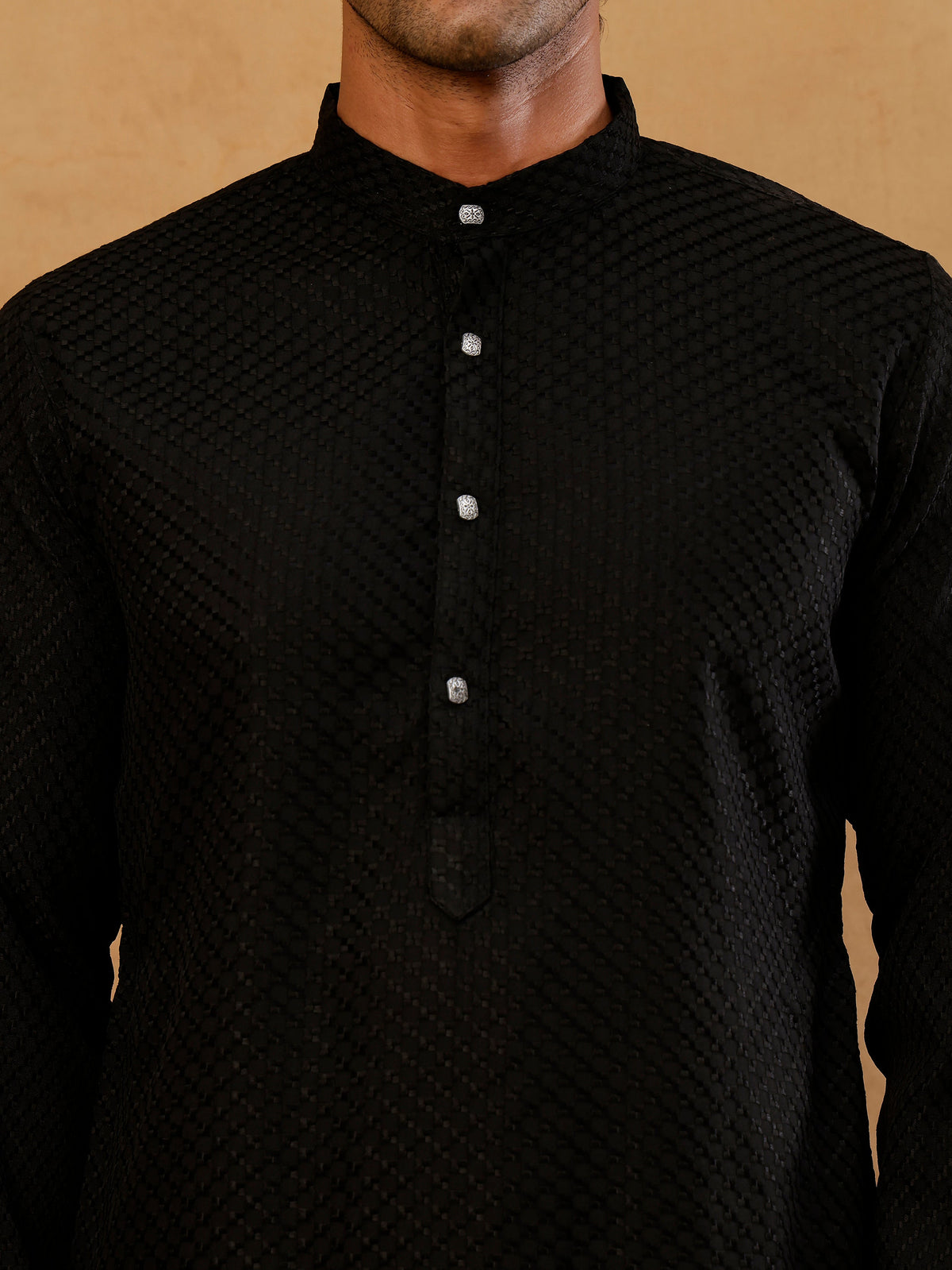 Viscose Rayon Embroidered Kurta with Korean Pants ( 65KP PJ11B R 5441 Black )