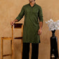Viscose Rayon Embroidered Kurta with Korean Pants ( 65KP PJ11B R 5441 Olive )