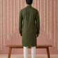 Embroidered Kurta Pyjama Set for Men ( 65KP P 5441Olive S ) [FF] [O-6]