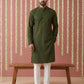 Embroidered Kurta Pyjama Set for Men ( 65KP P 5441Olive S ) [FF] [O-6]