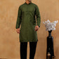 Viscose Rayon Embroidered Kurta with Korean Pants ( 65KP PJ11B R 5441 Olive )