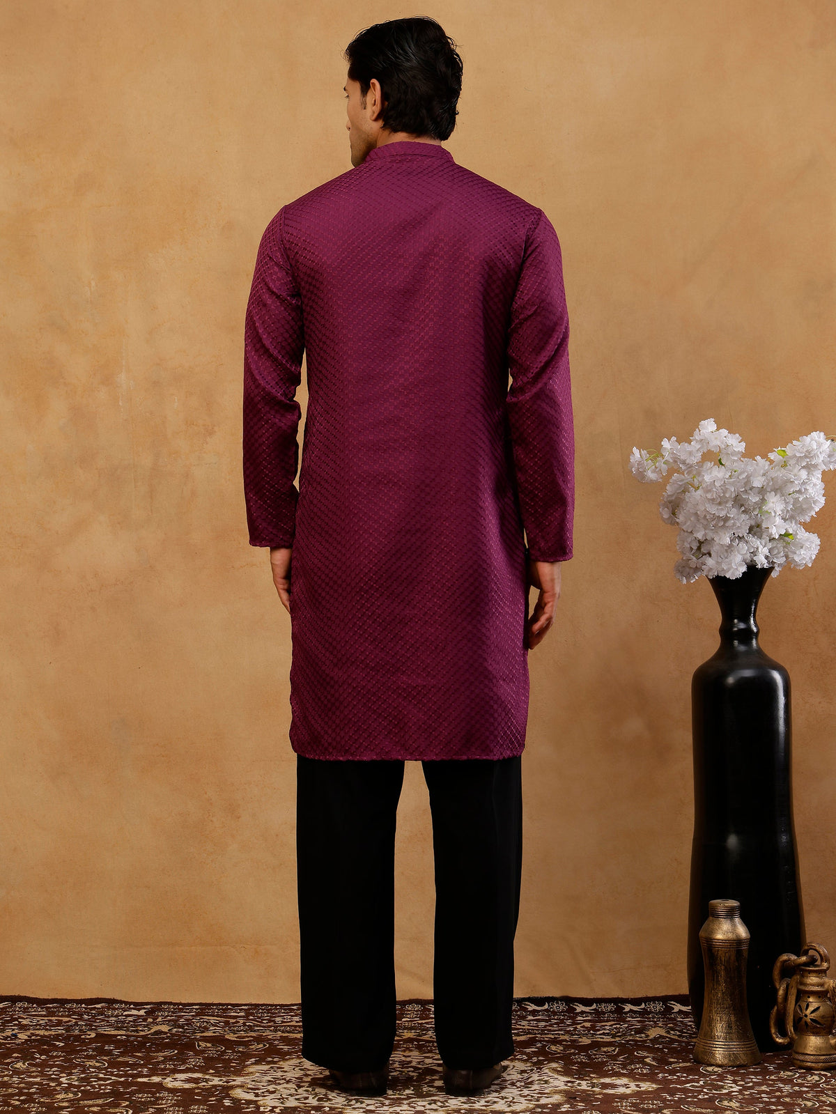 Viscose Rayon Embroidered Kurta with Korean Pants ( 65KP PJ11B R 5441 Purple )