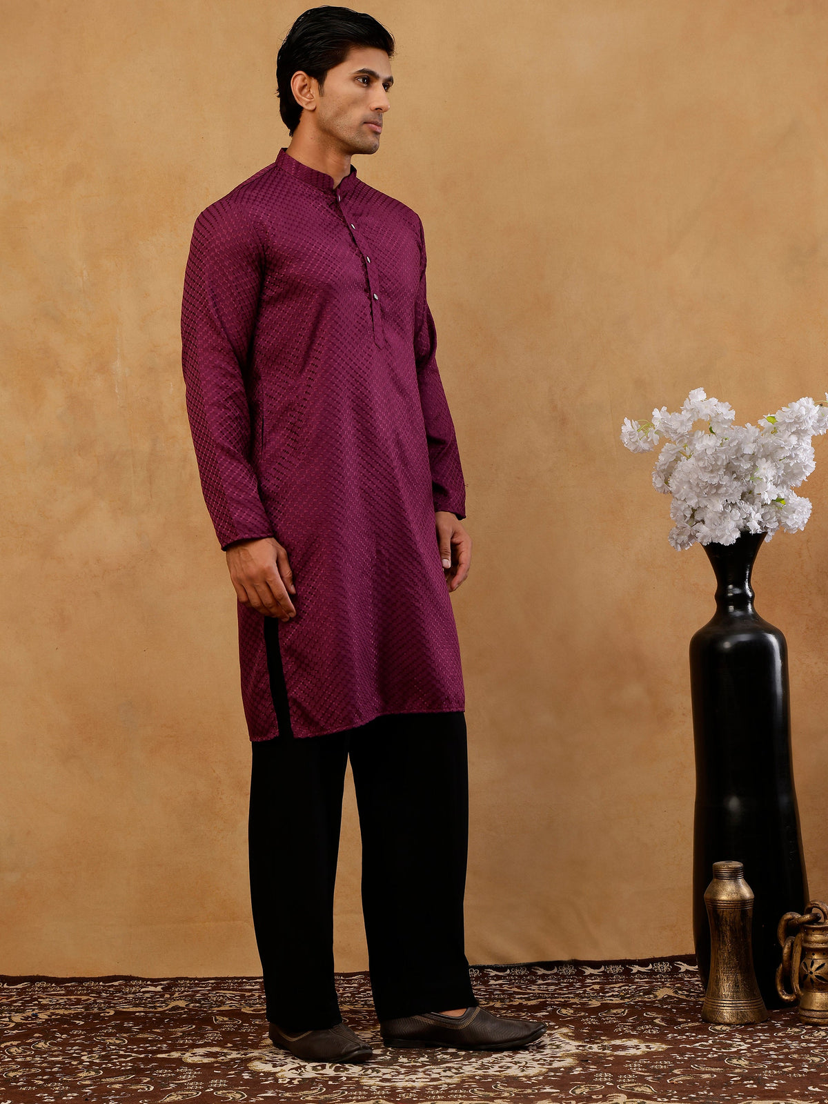 Viscose Rayon Embroidered Kurta with Korean Pants ( 65KP PJ11B R 5441 Purple )
