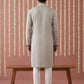 Men’s Silk Blend Embroidered Kurta Pyjama ( 65KP P 5442Grey S ) [FF] [Q-11-14]