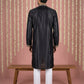 Black Silk Blend Embroidered Kurta Pyjama ( 65KP P 5444Black S ) [FF] [O-6]