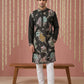 Black Silk Blend Embroidered Kurta Pyjama ( 65KP P 5444Black S ) [FF] [O-6]