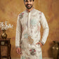 White Silk Blend Embroidered Kurta Pyjama ( 65KP P 5444White S ) [FF] [O-6]