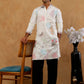 White Silk Blend Embroidered Kurta With Korean Pants ( 65KP PJ11B S 5444 White )