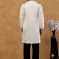 White Silk Blend Embroidered Kurta With Korean Pants ( 65KP PJ11B S 5444 White )
