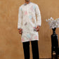 White Silk Blend Embroidered Kurta With Korean Pants ( 65KP PJ11B S 5444 White )