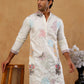 White Silk Blend Embroidered Kurta With Korean Pants ( 65KP PJ11B S 5444 White )