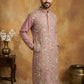 Silk Blend Designer Embroidered Kurta Set ( 65KP P 5445Peach S )