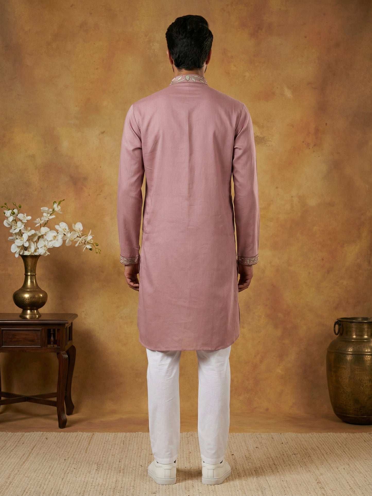 Silk Blend Designer Embroidered Kurta Set ( 65KP P 5445Peach S )