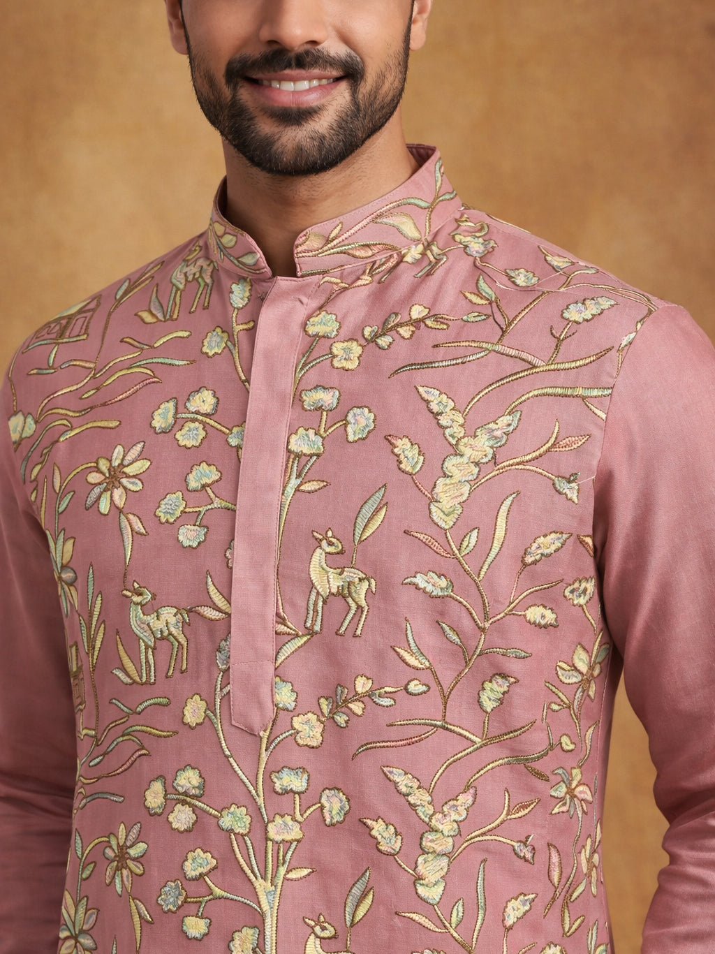 Silk Blend Designer Embroidered Kurta Set ( 65KP P 5445Peach S )