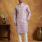Men Cotton Blend Kurta Pyjama with Foil Print ( 65KP P 5446Lavender S ) [FF] [N-2]