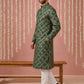 Men Cotton Blend Kurta Pyjama with Foil Print ( 65KP P 5446Olive S ) [FF] [N-2]