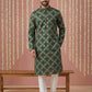 Men Cotton Blend Kurta Pyjama with Foil Print ( 65KP P 5446Olive S ) [FF] [N-2]