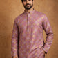 Men Cotton Blend Kurta Pyjama with Foil Print ( 65KP P 5446Peach S ) [FF] [N-2]