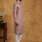 Men Cotton Blend Kurta Pyjama with Foil Print ( 65KP P 5446Peach S ) [FF] [N-2]