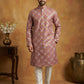 Men Cotton Blend Kurta Pyjama with Foil Print ( 65KP P 5446Peach S ) [FF] [N-2]