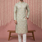 Men Cotton Blend Kurta Pyjama with Foil Print ( 65KP P 5446Pista S ) [FF] [N-2]