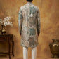 Silk Blend Kurta Pyjama with Embroidery and Print ( 65KP P 5447Grey S ) [FF] [A-1-4]