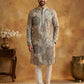 Silk Blend Kurta Pyjama with Embroidery and Print ( 65KP P 5447Grey S ) [FF] [A-1-4]