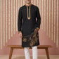 Men Embroidered Silk Blend Kurta Set ( 65KP P 5449Black S ) [FF] [ A3 & A2 ]