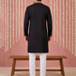 Men Embroidered Silk Blend Kurta Set ( 65KP P 5449Black S ) [FF] [ A3 & A2 ]