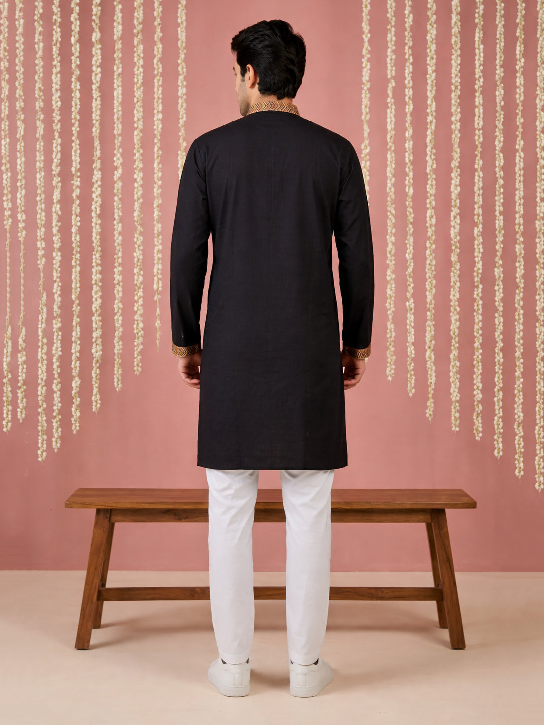 Men Embroidered Silk Blend Kurta Set ( 65KP P 5449Black S ) [FF] [ A3 & A2 ]