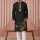 Men Embroidered Silk Blend Kurta Set ( 65KP P 5449Black S ) [FF] [ A3 & A2 ]