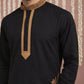 Men Embroidered Silk Blend Kurta Set ( 65KP P 5449Black S ) [FF] [ A3 & A2 ]