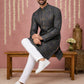 Men Cotton Blend Kurta Pyjama with Foil Print ( 65KP P 5452Navy S ) [FF] [Q-11-14]