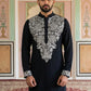 Japanese Fabric Embroidered Kurta Pyjama ( 65KP B-P 5453Black S )