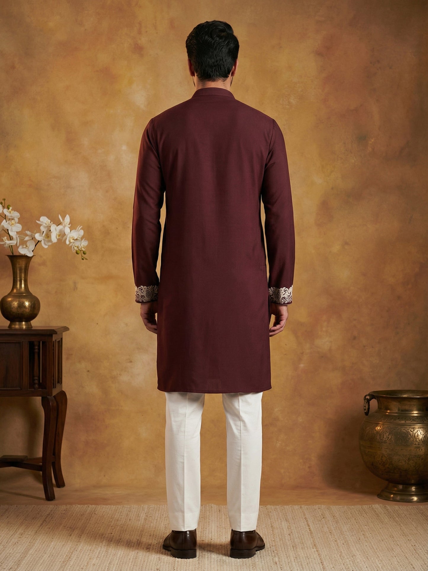 Japanese Fabric Embroidered Kurta Pyjama ( 65KP P 5453Purple S )