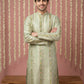 Men Silk Blend Embroidered Kurta Pyjama Set ( 65KP P 5454Green S ) [FF] [A-1-4]