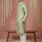 Men Silk Blend Embroidered Kurta Pyjama Set ( 65KP P 5454Green S ) [FF] [A-1-4]