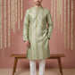 Men Silk Blend Embroidered Kurta Pyjama Set ( 65KP P 5454Green S ) [FF] [A-1-4]