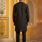 Black Silk Blend Embroidered Kurta Pyjama ( 65KP B-P 5457Black )