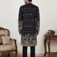 Men Silk Blend Embroidered Kurta Pyjama Set ( 65KP B-P 5458Black S )