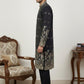 Men Silk Blend Embroidered Kurta Pyjama Set ( 65KP B-P 5458Black S )