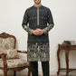 Men Silk Blend Embroidered Kurta Pyjama Set ( 65KP B-P 5458Black S )