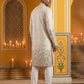 Men Silk Blend Embroidered Kurta Pyjama Set ( 65KP P 5458White S ) [FF] [B-1-2]