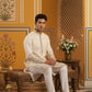 Men Silk Blend Embroidered Kurta Pyjama Set ( 65KP P 5458White S ) [FF] [B-1-2]