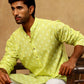 Classic Ethnic Print Cotton Blend Kurta Pyjama Set ( 65KP P 5459Green )